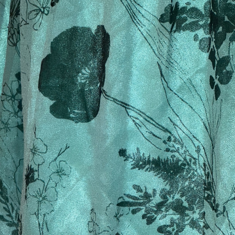 NWT Laundry By Shelli Segal Aqua Floral 100% SILK DRESS - Picture 3 of 13